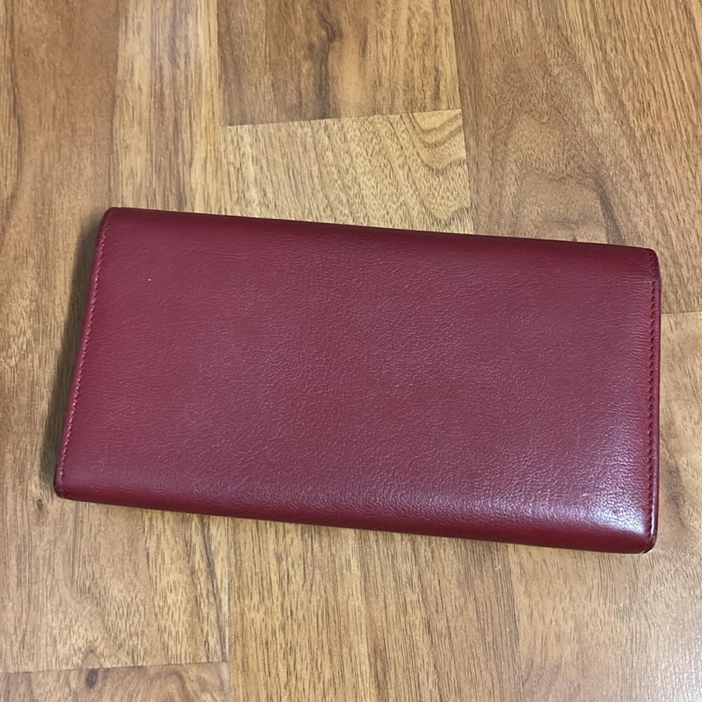 Authentic YSL Red / Burgundy Leather Flap Wallet - Picture 13 of 16